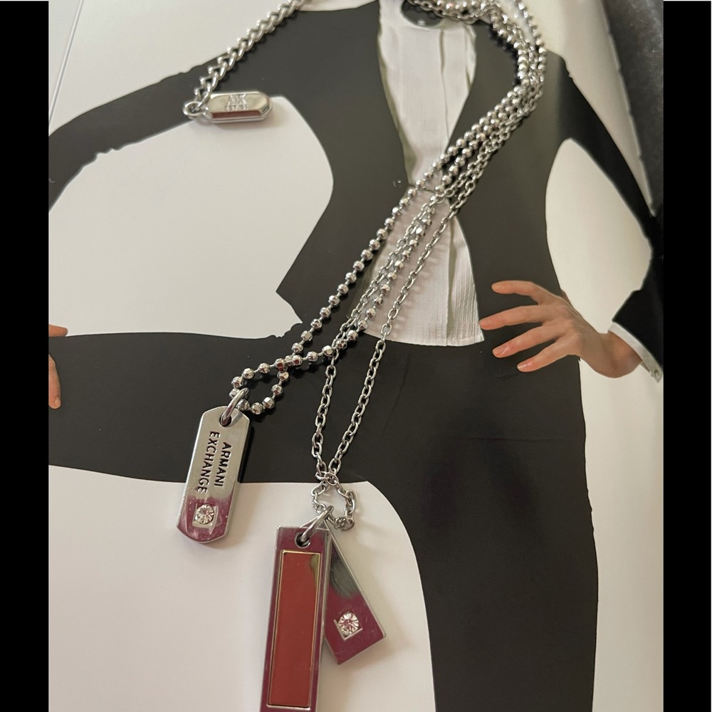Armani Exchange tag necklace